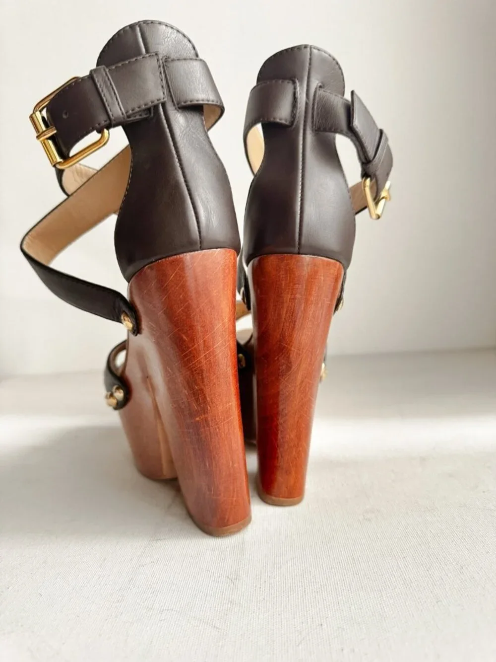 Giuseppe Zanotti High Platform Clog Heels Chocolate Brown Leather 39 - Picture 5 of 13